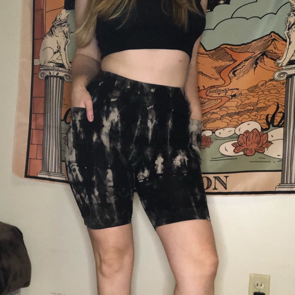 Custom Bleach Dyed Biker Shorts